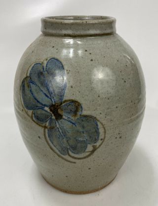GORGEOUS Vintage Handmade Turned Clay Pottery Glazed Vase w/ Butterfly Motif 10 