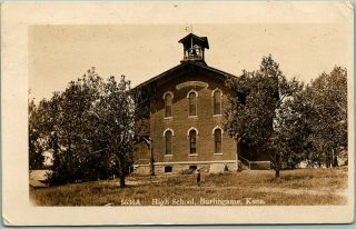 Vintage Burlingame Kansas Rppc Real Photo Postcard " High School " 1911 Cancel