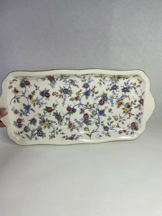 Vintage Andrea By Sadek Made Japan Floral Blue White Red Tray Lunch Tea