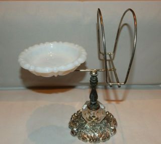 Vtg Vanity Milk Glass Soap Dish & Washcloth Holder Hollywood Regency Victorian