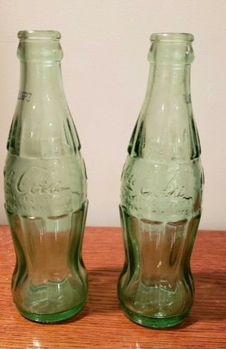 Vintage Coca Cola Bottle Akron,  Ohio Green,  6 Oz