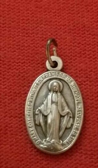 Miraculous Medal Vintage Holy Charm - Made In Italy Madonna Mother Mary Pendant