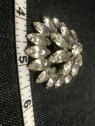 Vintage Rhinestone and Art Glass Stones Brooch Pin Round Clear.  Item 2 2