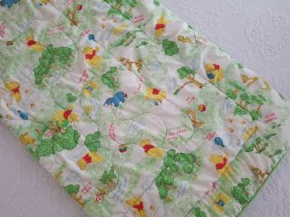 Vintage Sears Winnie The Pooh Crib Lap Blanket Quilt Comforter Green Dot