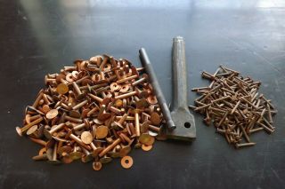 Leather Craft Vintage Copper Rivets & Nails // Rivet Setter & Peening Tool