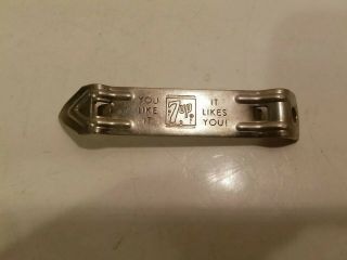 Vintage 7up Bottle/can Opener " Fresh Up " With Seven Up /you Like It It Likes You