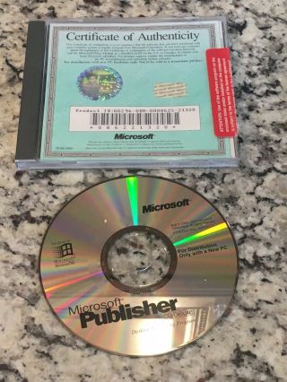 Vintage Microsoft Publisher Cd Deluxe Windows 95 For Distribution With A Pc