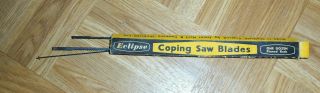 Vintage Packet Eclipse England.  (3) No.  6 1/2p Pin End Coping Saw Blades 6 1/2 "