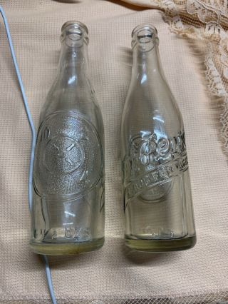 2 Vintage Dr.  Pepper 10 - 2 - 4 Good For Life 6 1/2 Oz Embossed Clear Glass Bottle