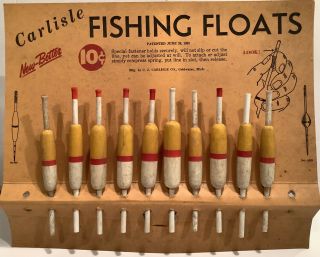 Rare Vintage Carlisle Fishing Floats Counter Card Advertising Display Early 1939