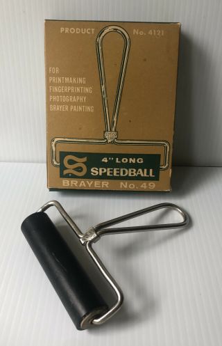 Vintage Brayer Speedball No 49 Hard Rubber Roller 4 Inch Long Product 4121
