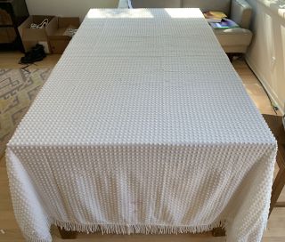 Vtg Morgan - Jones Twin Sized White Chenille Popcorn Bedspread 104”l X 76” W