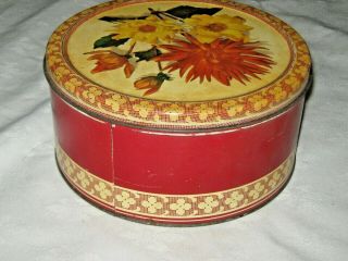 A Vintage 1960 Dahlia ' s Arnotts 3lb Xmas Cake Tin 3