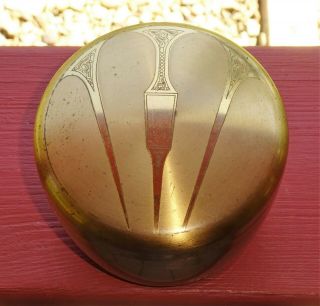 Vtg Art Deco Elgin American Brass Music Box Vanity Powder Puff Jar Compact