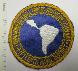 Us Navy Commander Naval Forces Southern Command 15th District Patch Vintage