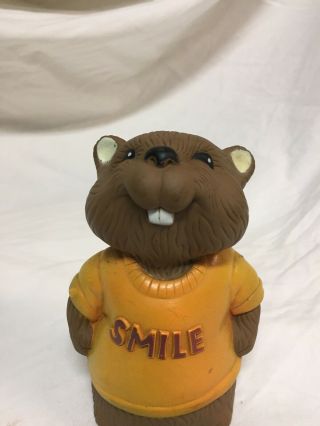 Vintage 1980 Hallmark Shirt Tales Smile Beaver Toy Figure