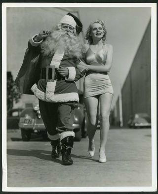 Marie Wilson W Santa Claus Vintage 1930s Leggy Pin - Up Photo By Crail