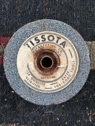 Vintage Wissota 4x1x1 - 60 Grinding Sharpening Wheel Stone Knife Hatchet Tool