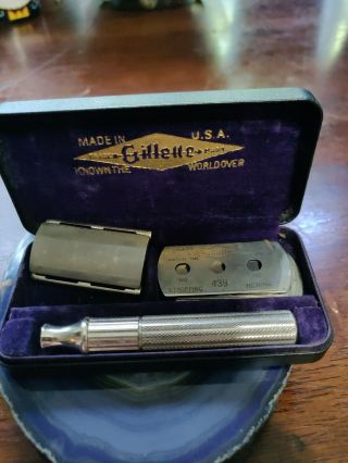 Vintage Gillette Tech Safety Razor Set W/ Case