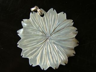 Vintage Mother Of Pearl Pendant With Sterling Silver Bale