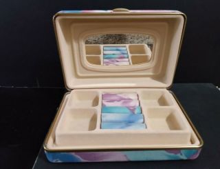 Unique Travel Jewelry Box Vintage Soft Pastel Colored Floral Medium Size Case