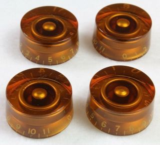 4 - Pack Amber Speed Knobs 0 - 11 Vintage Style Embossed Numbers For Gibson Usa
