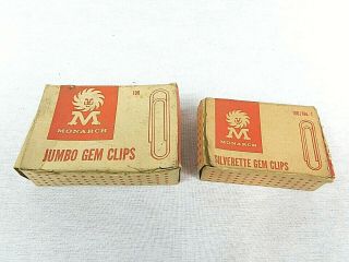 Vintage Gem Clips Vail Mfg Co.  Monarch Jumbo & Silverette Paper Clips