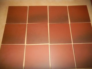 Vtg 1994 (2) American Olean Quarry Tile Canyon Red Ember Flash 6 " X 6 " X1/2 "
