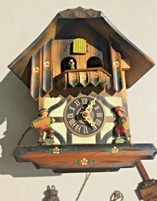 Vintage Musical Chalet Cuckoo Clock Germany Regula Movement Pendulum & Weight
