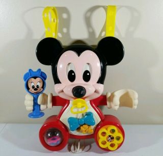 Mickey Mouse Baby Crib Toy 12 " Activity Sounds With Straps Disney Vintage 1984