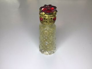 Vintage Irice Czech Mini Perfume Bottle Cut Glass Red Ruby Faux Stones