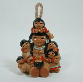 Vintage Native American Indian Woman With Children Ornament Christmas