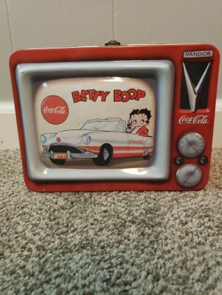 Collectible Vandor Coca - Cola Betty Boop Mini Lunch Box Vintage Radio Shape Metal