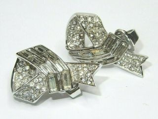 Trifari Vintage Crystal Rhinestone & Silver Tone Clip Earrings