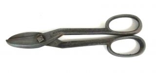 Vintage Tin Snips Shears Metal Cutter Tinsmith Tool 10.  75 " Long Black