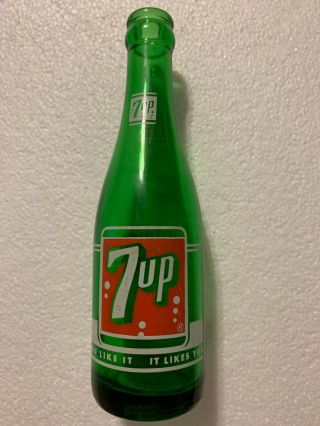 Vintage 7up Acl Green 7oz Soda Bottle Roanoke - Danville,  Va.  Virginia 1958