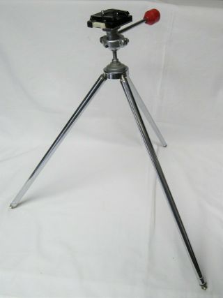Vintage Master Tripod Chrome and Brass Telescoping Camera Tripod Made in USA 2