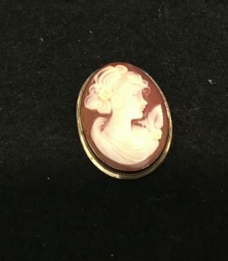 Vintage 14kt Yellow Gold Cameo Brooch Pin or Pendant 2