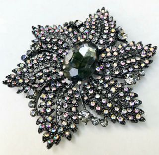 Vintage Joan Rivers Rhinestone Flower Large Pin Brooch