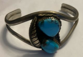 Vintage Sterling Silver / Turquoise Ladies Navajo Cuff Bracelet 27g