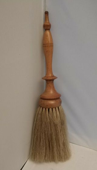 Vintage Barber Shop Hair Shaving Brush Broom Turned Wood Handle 10 " Horse Hair