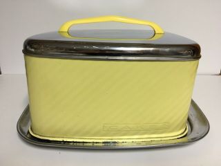 Vintage Lincoln Beauty Ware Yellow & Chrome Square Cake Plate Saver 1940 