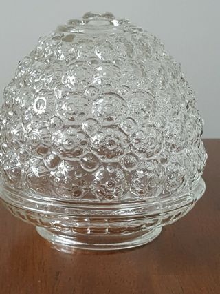 Vtg Retro Clear Glass Textured Lamp Shade Ceiling Light Fixture Globe Dome.