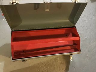 Vintage Sears Craftsman Mechanics Metal Steel Tool Box W Red Tray 18” J 3