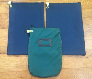 3 Vtg Canvas Locking Money Bank Deposit Bags Blank Green Blue 1 From Can Pro