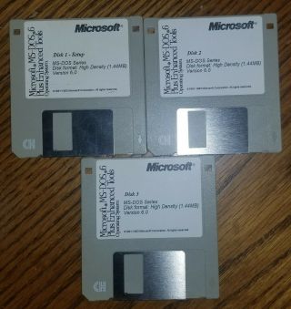 Vintage Ms Dos 6 Plus Enhanced Tools 3 Floppy Disk Set Vintage 1993