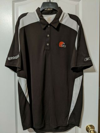 Reebok Cleveland Browns Mens Short Sleeve Polo Shirt Nfl Football Vintage