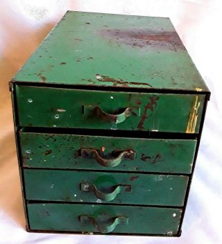 Vintage All Metal 4 Drawer Small Parts Cabinet Chest Box