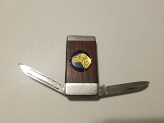 Vintage Sharp Japan Gold Bird Dogs Pocket Knife Money Clip Knives Gents Pocket