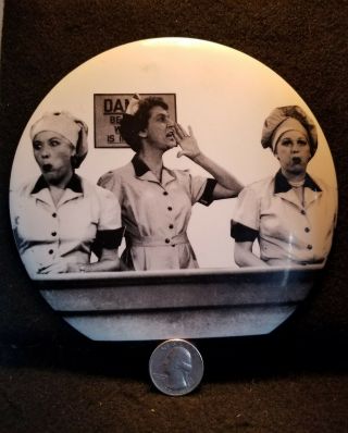 Vintage I Love Lucy Lucille Ball Television Show Pinback Button Pin Large Rare